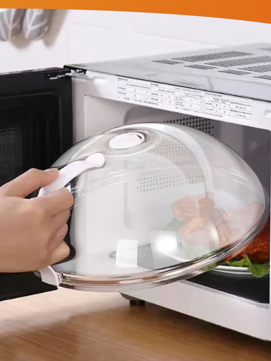 Tampa De Microondas Para Alimentos Com Válvula e Alça De Plastico 9x25,5cm Diâmetro